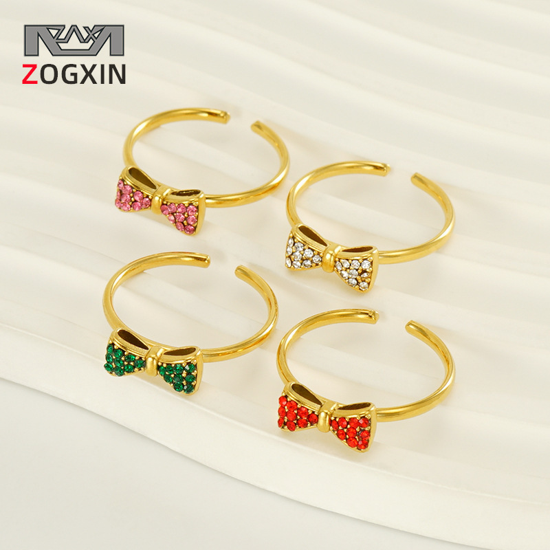 Diseño original con incrustaciones de circón arco anillo 2023 nuevo nicho temperamento anillo abierto ajustable anillo