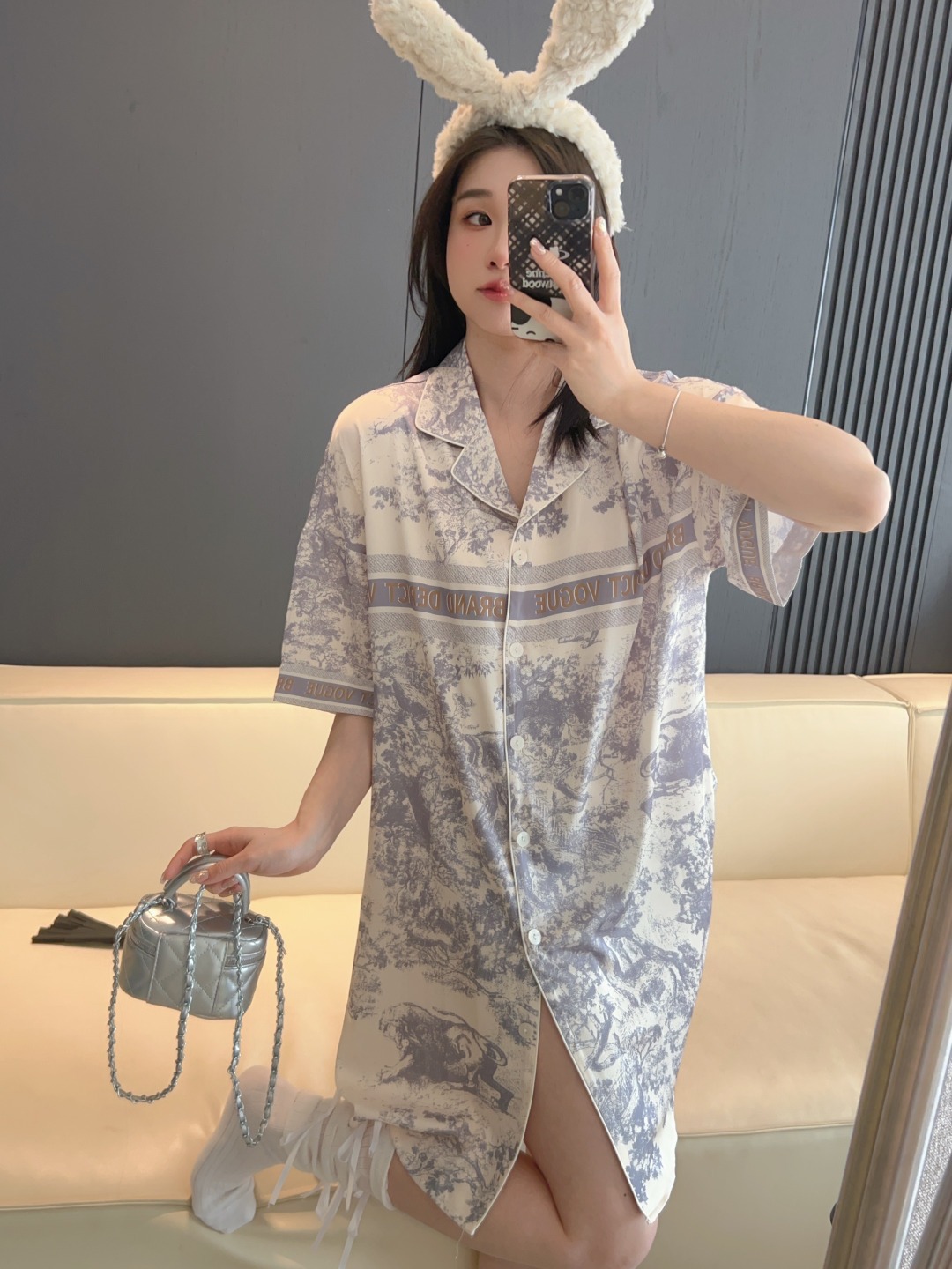 스모키 퍼플 정글 셔츠 드레스