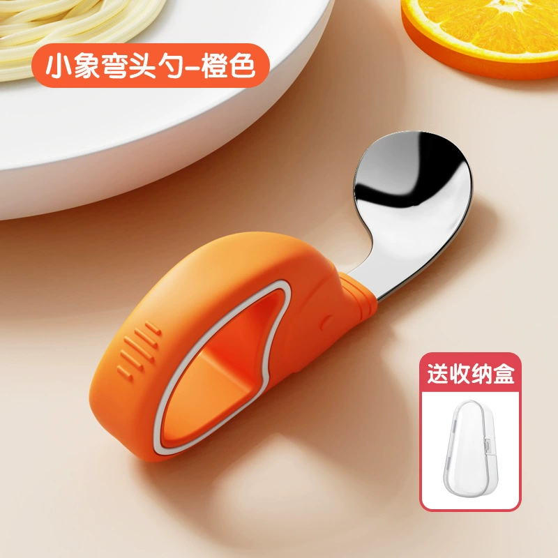 Children's spoon stainless steel, ring, set, silicone tableware for training for feeding
