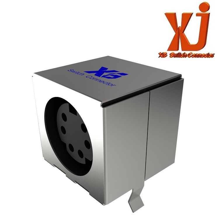 6PIN六芯DIN电源插座 金属全包外壳DIN母座 大键盘鼠标连接器6芯