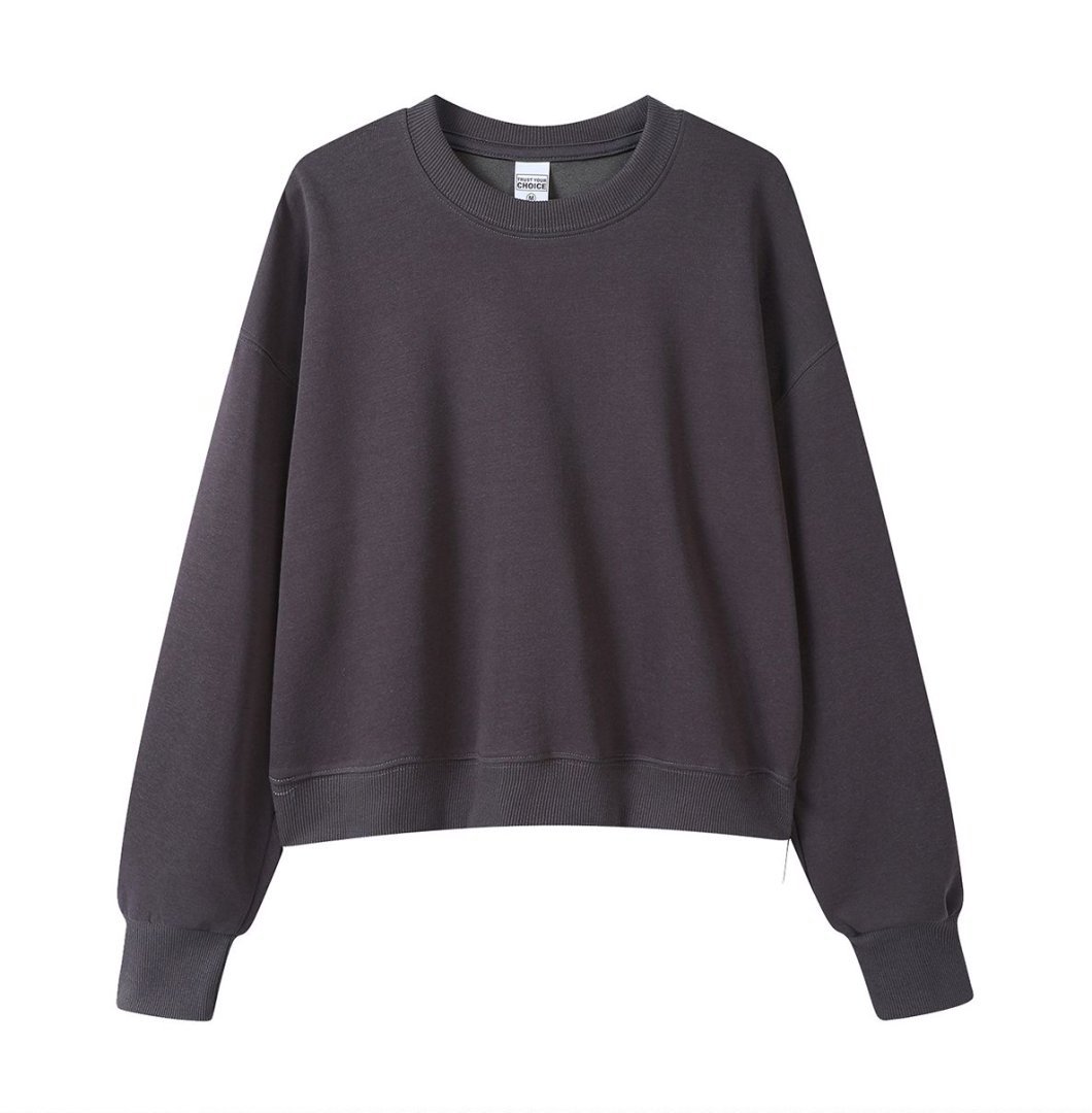 Marca de moda de color sólido con capuchón de plata, camiseta corta de hombro para mujeres otoño y invierno pesado 450g con camiseta con capuchón cálida y casual