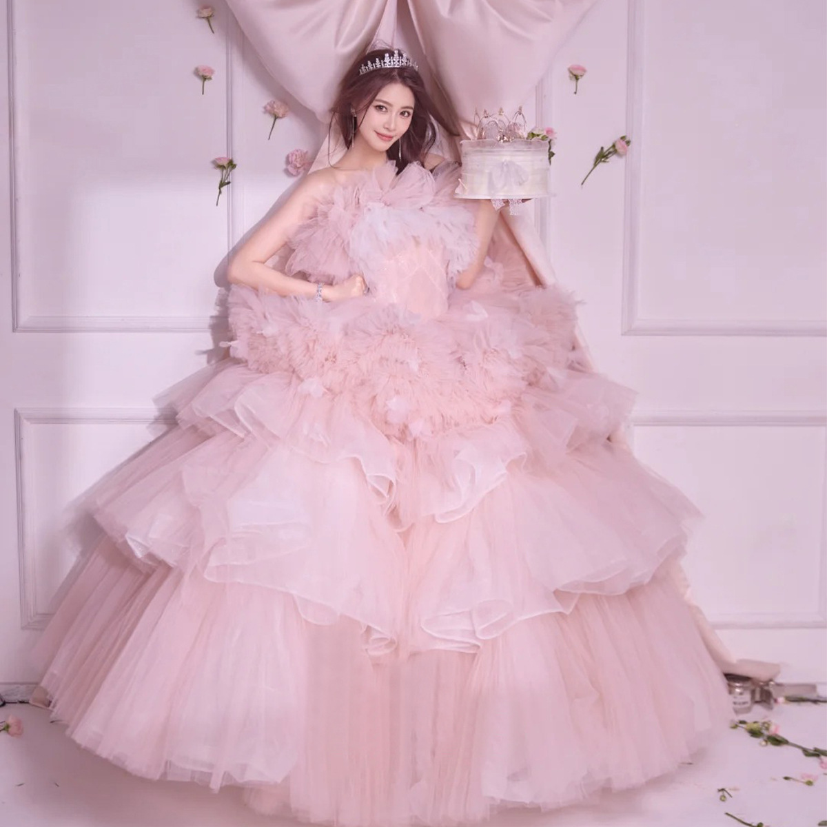 High-End New Studio-Themed Wedding Dress, French-Style Indoor Forest-Themed Light Gauze Sweet Clothing for Photography, Super Fairy-Like Photo Shoot Dress
