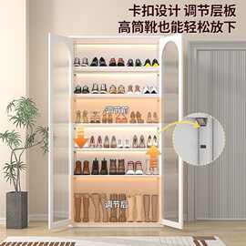 钢制家用鞋柜阳台户外门口杂物柜轻奢推拉门全封闭储物柜鞋架