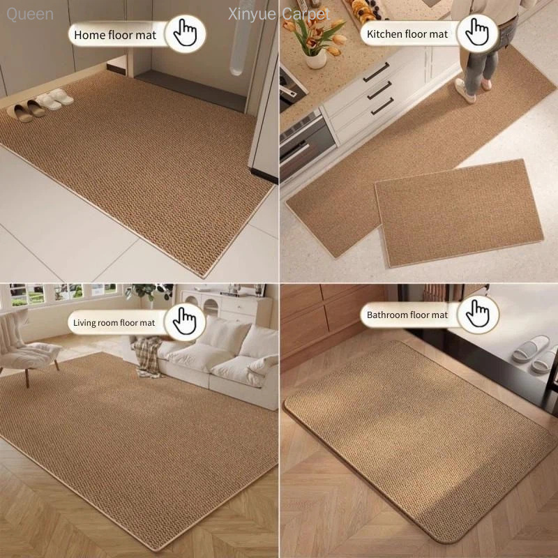 Alfombra de cama de dormitorio, alfombra de seda imitable, alfombra antideslizante de sala de estar, alfombra de mesa de té simple, alfombra antideslizante doméstica