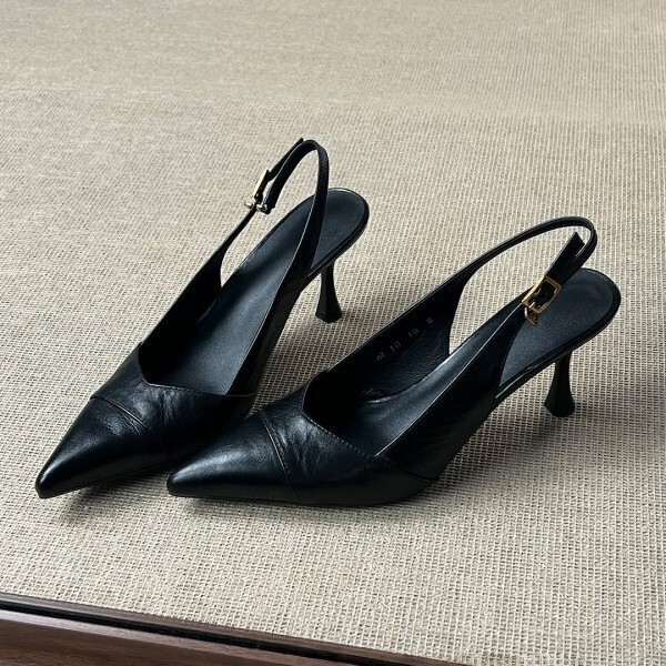 French-Style Commuting Stiletto Heeled Closed-Toe Sandals for Women, Summer 2026 New Pointed Toe Slip-On Backless Professional High Heels