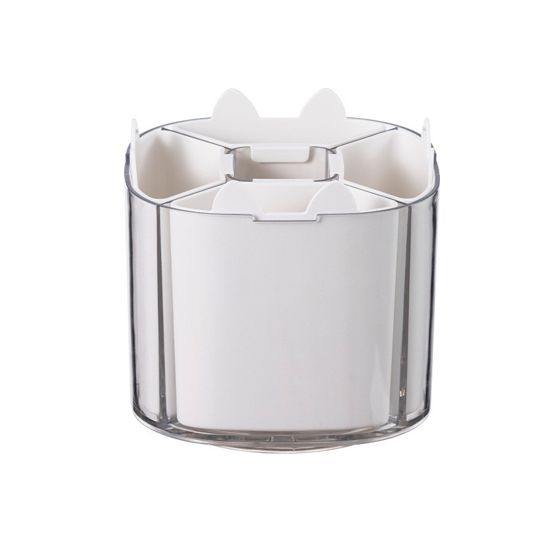 Caja de almacenamiento, portalápices de cuadrícula dividida, brochas de maquillaje para estudiantes de alto valor giratorias, caja de almacenamiento de escritorio de cuadrícula dividida de gran capacidad de plástico