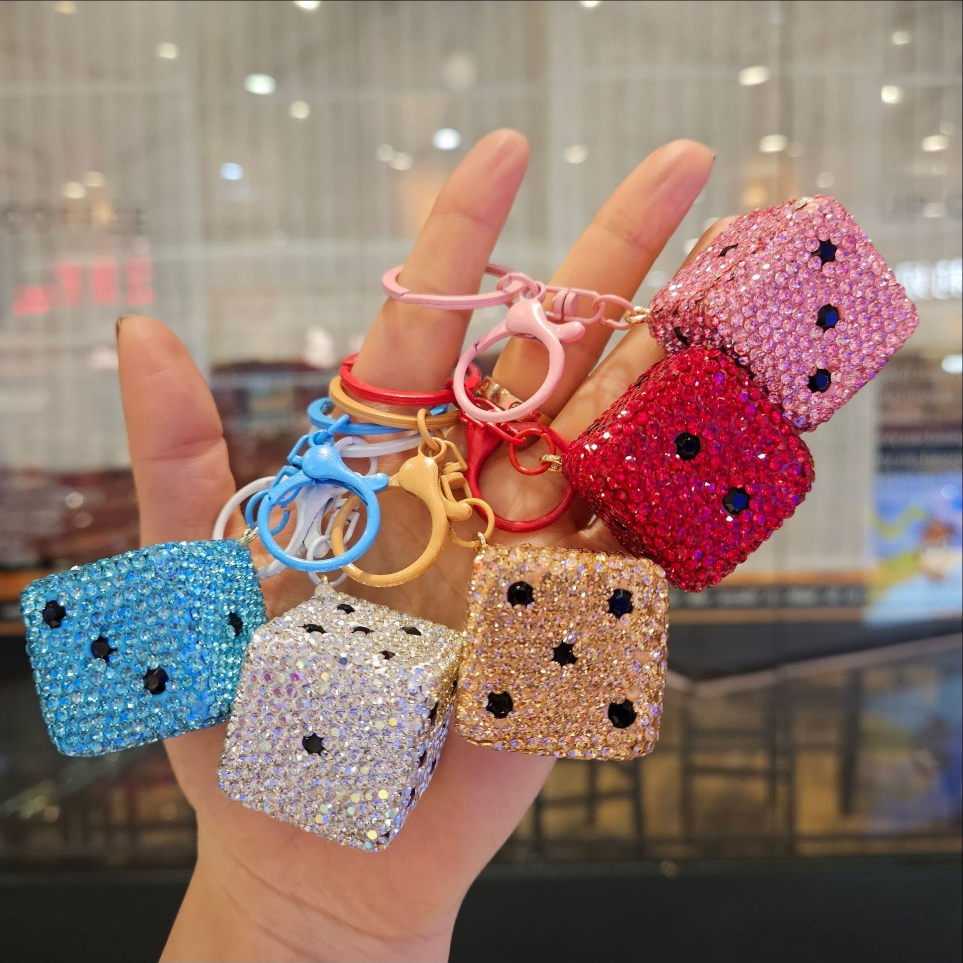 Diamond-encrusted dice—randomly mixed