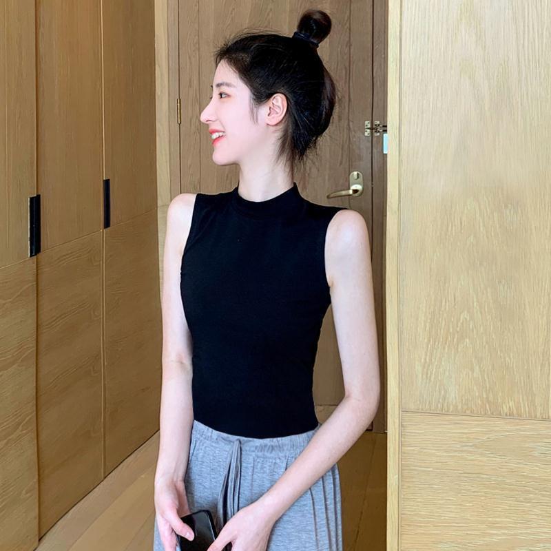 Modal Vest for Women, Half Turtleneck Sleeveless T-Shirt, Thin Ice Silk Mask Suspender Top for Summer Wear Modal Vest for Women, Half Turtleneck Sleeveless T-Shirt, Thin Ice Silk Mask Suspender Top for Summer Wear