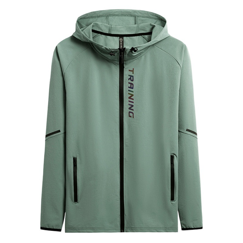 Otoño e Invierno con capucha chaqueta de deporte suéter de los hombres de secado rápido de manga larga al aire libre fitness correr casual cazadora en stock al por mayor