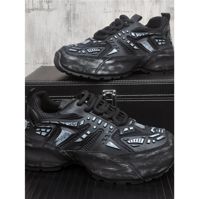 Европейская модная обувь папы с толстой подошвой весенняя приливная грязная обувь модная дышащая мужская ретро повседневная спортивная обувь