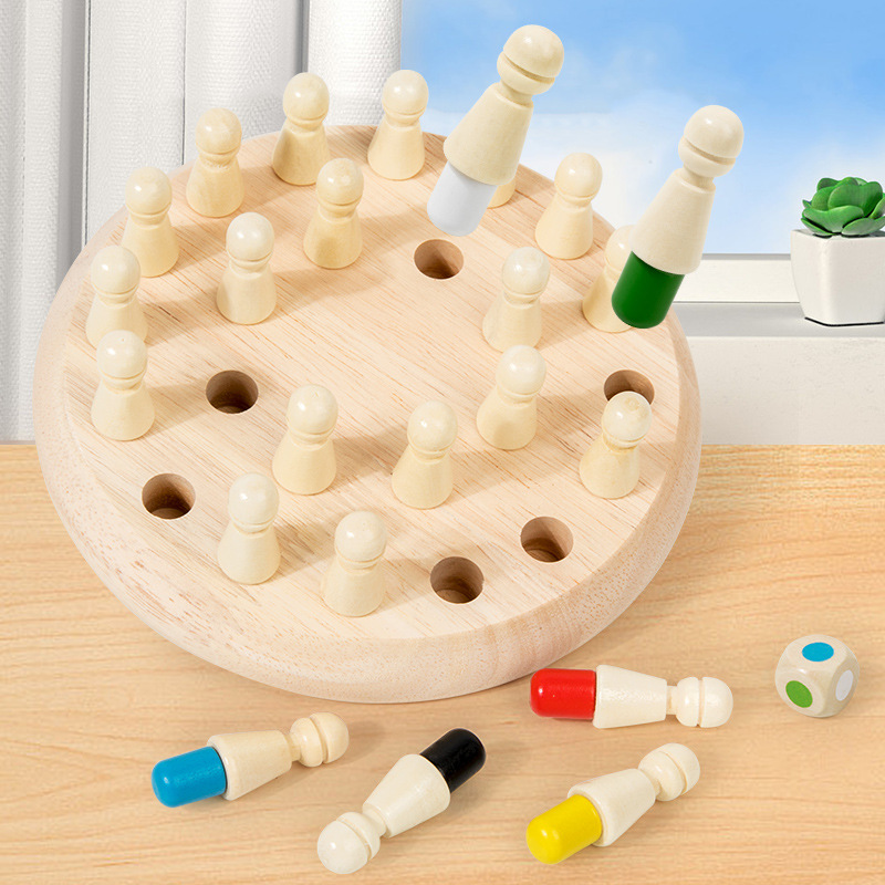Wooden Early Education Color Memory Chess Mindfulness Parent-Child Interactive Fun Games Science and Education Children's Educational Small Toys