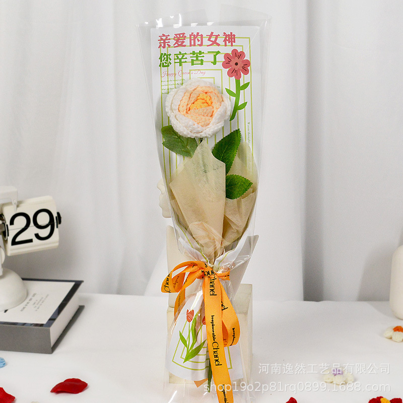 高級ギフトボックス入り毛糸の花完成品、ひまわり、バラ、チューリップ、手編みの花、造花、越境販売|undefined