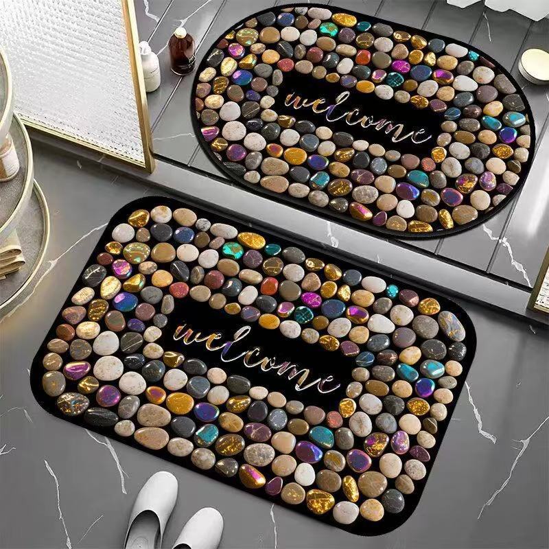 Piso de baño de guijarros transfronterizos esterilla de absorción de barro de algas esterilla de suelo antideslizante esterilla de suelo de baño esterilla de suelo antideslizante