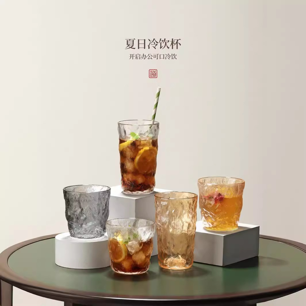 丽尊光冰川玻璃杯夏季水杯加厚泡茶杯家用女啤酒杯早餐咖啡杯果汁