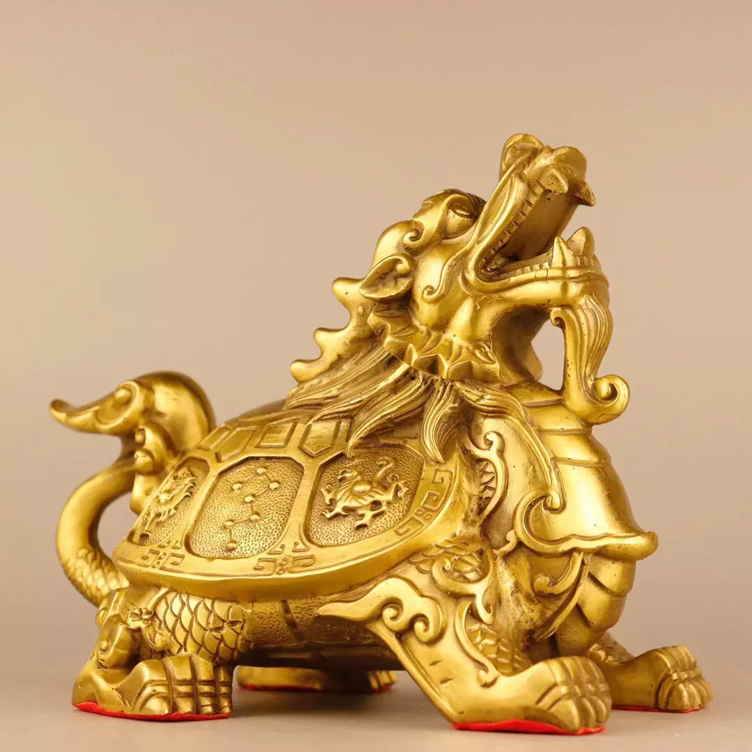 四象龙龟摆件全铜四方神兽龙龟福禄四灵龙头龟铜七星四纹神霸下