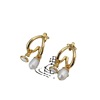 Pendant from pearl, fashionable earrings, punk style, simple and elegant design