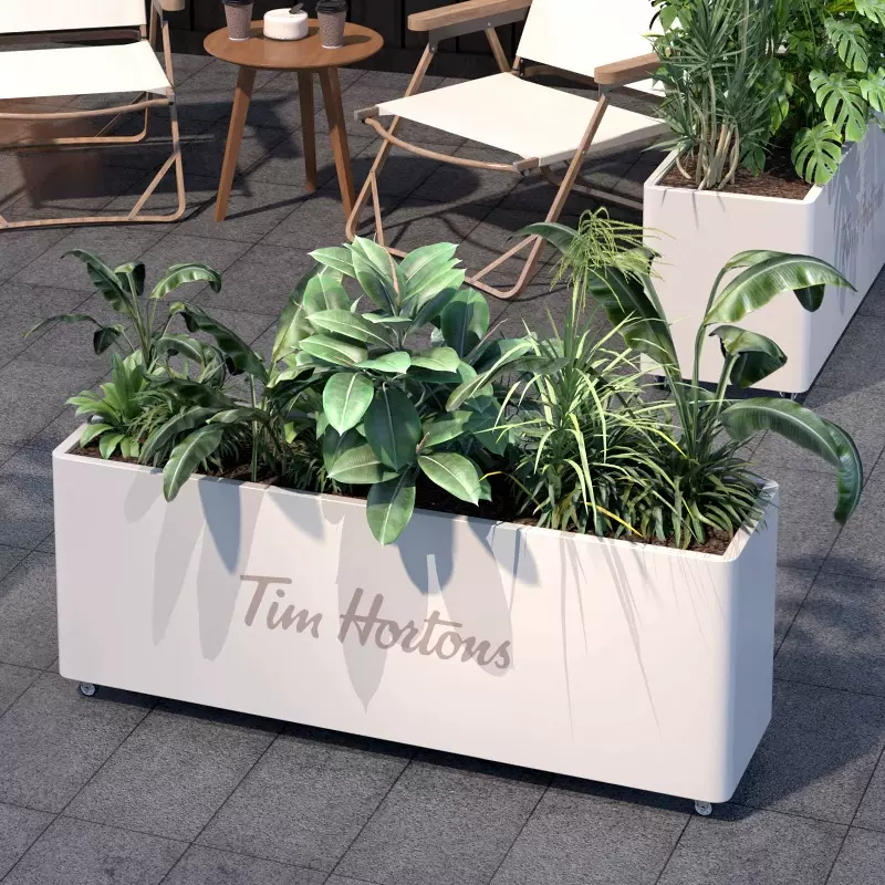 户外不锈钢花箱圆角花槽咖啡厅奶茶店外摆围栏隔断铁艺花盆