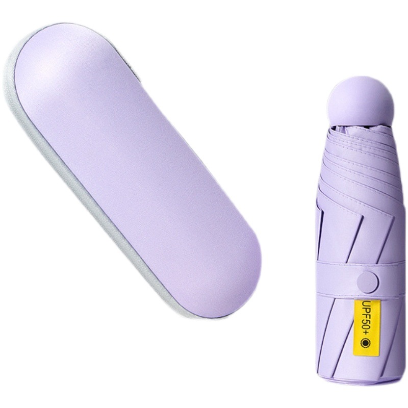 Vinilo protector solar sombrilla para mujer, soleado y lluvioso, paraguas de cinco pliegues pequeños y portátiles, mini cápsula de bolsillo, paraguas publicitario