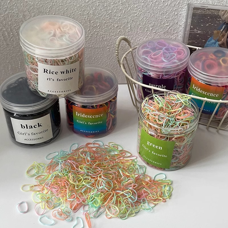 Desechable pequeña banda de goma colorida de las mujeres pequeña cubierta de cuero lazo de pelo cuerda de pelo no duele el pelo alto elástico banda de pelo de los niños tocado