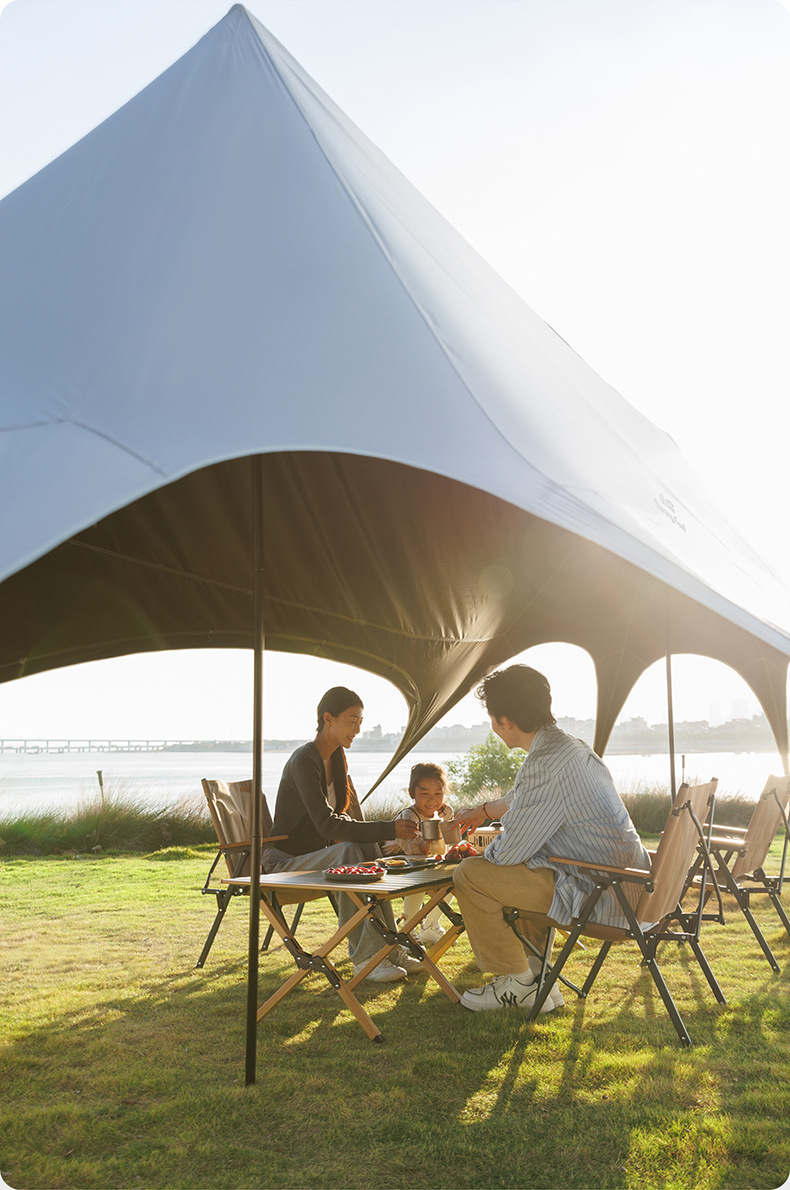 Sunnyfeel Outdoor Swallowtail Thickened Black Vinyl Canopy for Lazy Camping, Rainproof and Sunshade Tent