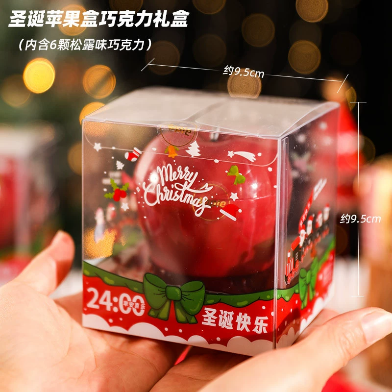 Рождественская Яблочная коробка трюфель сэндвич шоколад прозрачный Рождественский подарок коробка Рождественский подарок друзьям