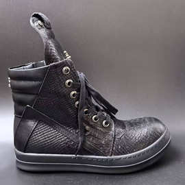 ro倒三角厚底蛇纹十字架潮流时尚欧美男女情侣高帮厚底增高男板鞋