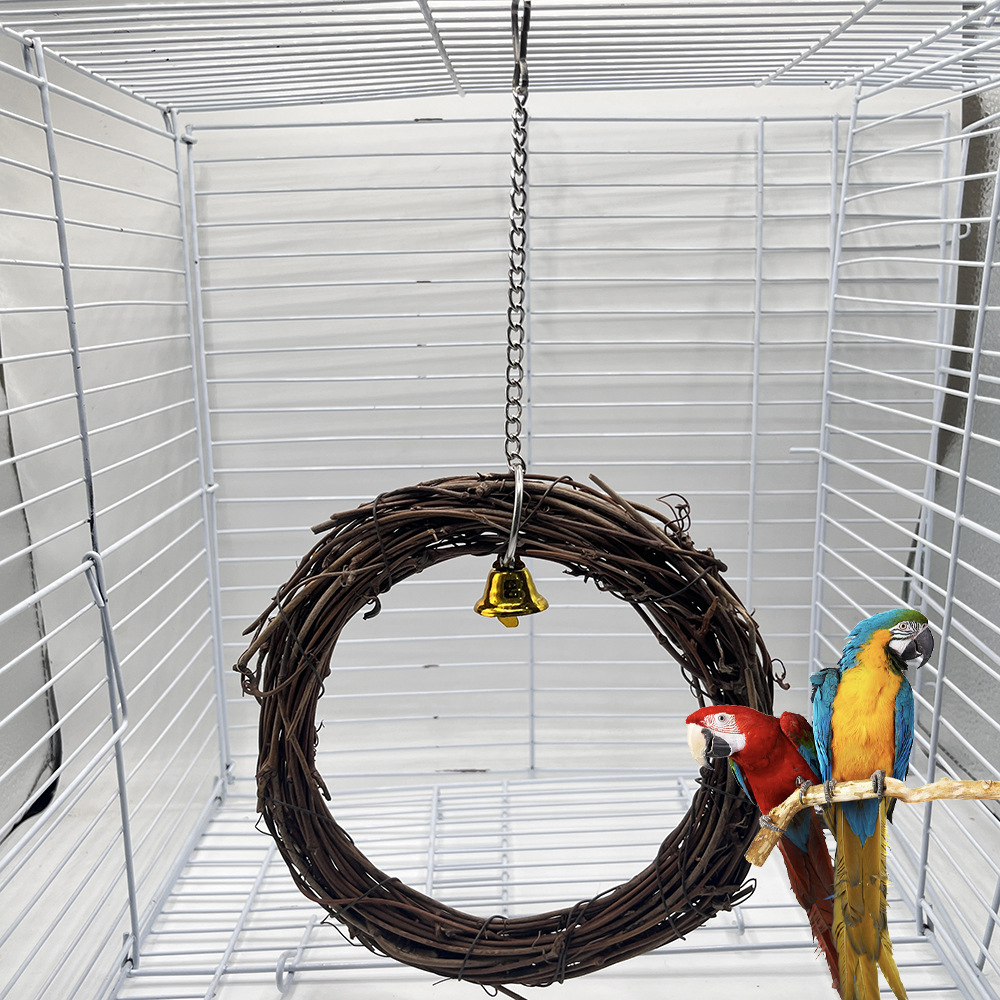 Juguetes de aves transfronterizos, loros, anillos de ratán tejidos a mano, columpios, decoración de patio, anillos de ratán, pájaros que muerden, juguetes para habitar
