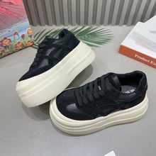 休闲鞋板鞋女2025年新款翻毛皮厚底松糕面包鞋大头小个子增高女鞋