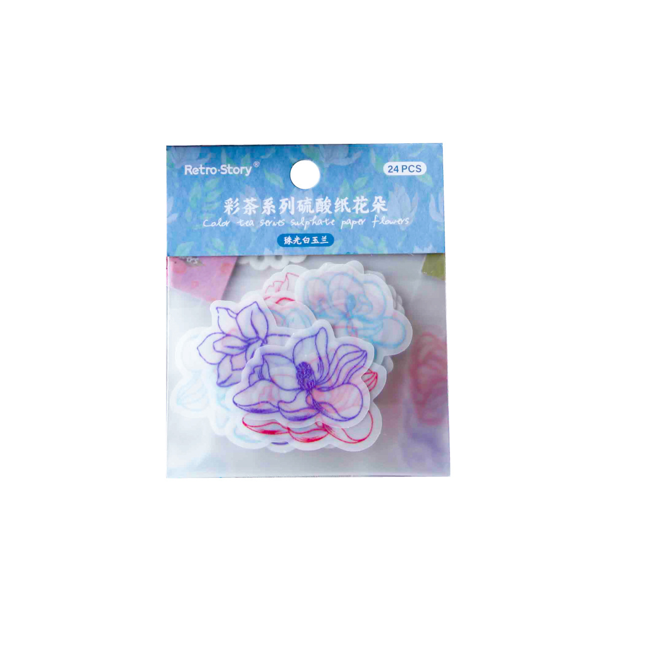 Retro Story Papel de ácido sulfúrico Flor Color Tea Series Flor pintada a mano Material decorativo Papel de ácido sulfúrico