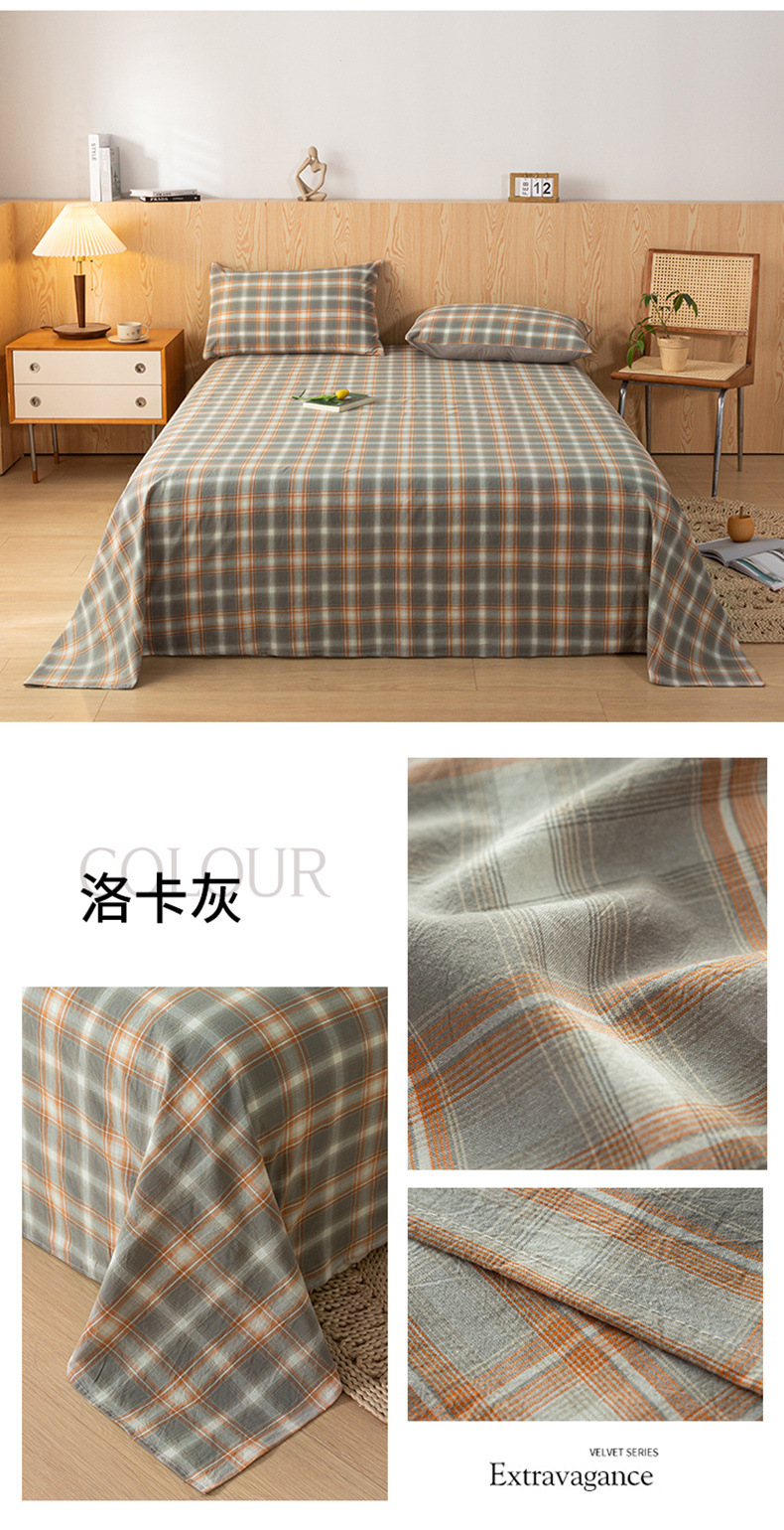 Sábana de algodón lavado de algodón grueso pieza individual 100 algodón dormitorio de estudiantes cama individual funda de almohada de tres piezas 2