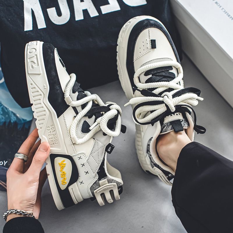 Μεγάλο μέγεθος κορεατικής έκδοσης ανδρικών μοντέρνων παπουτσιών από καμβά, μοντέρνα παπούτσια με χοντρή σόλα για νέους αθλητικούς χώρους αναψυχής_voghion.com