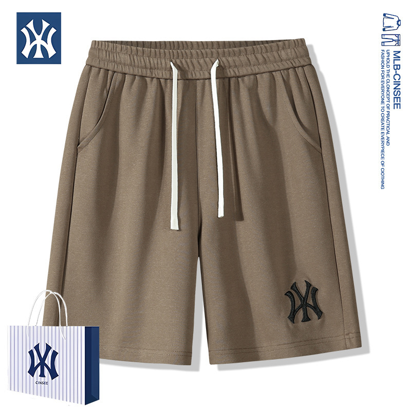 mlb&ny2025 夏アメリカのトレンディなブランドの男性と女性の刺繍入りカジュアルショーツファッショナブルで多用途な男性用ルーズクォーターパンツ|undefined