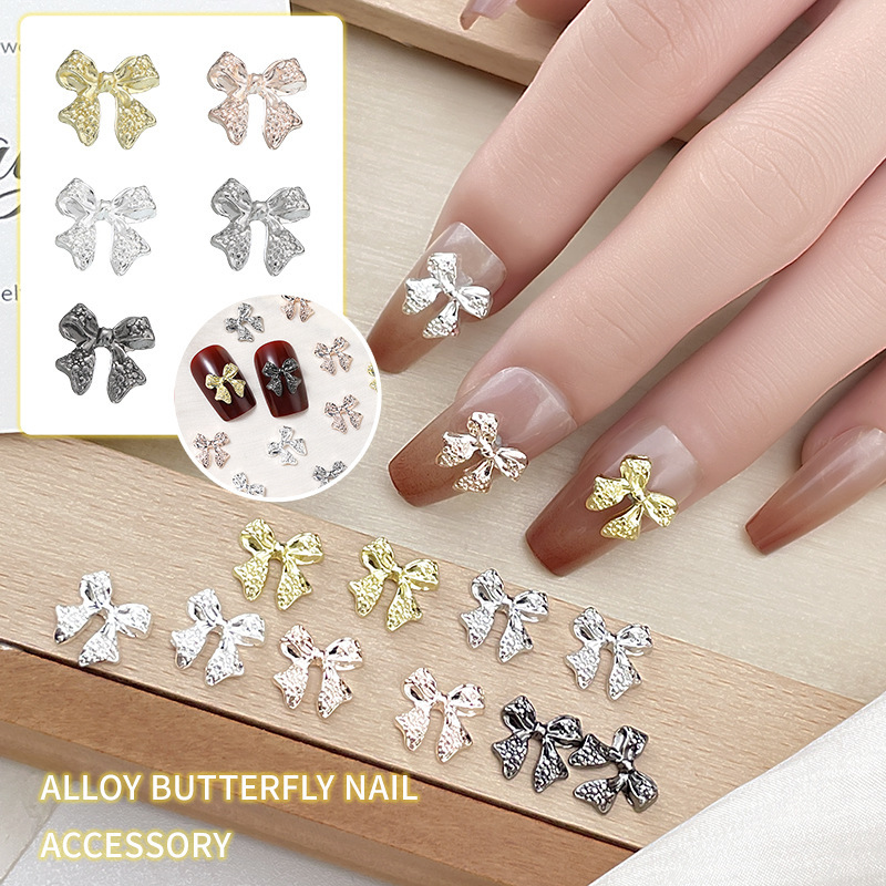 New Bow Nail Jewelry Alloy Ribbon Bow Tie All-match Simple Nail Decoration Accessories Nail Diamond Jewelry