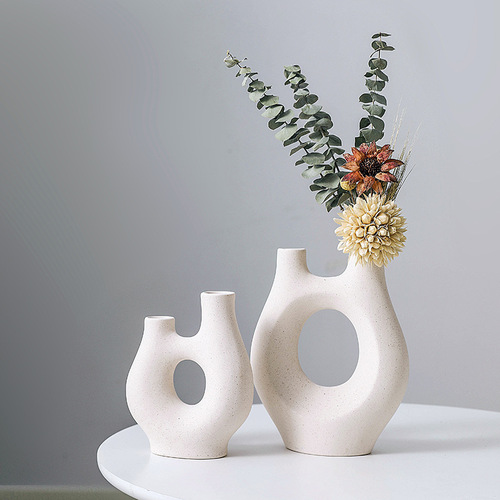 Nordic style ceramic plain embryo vase dry flower arrangement frosted metal spots hydroponic home decoration ornaments wholesale