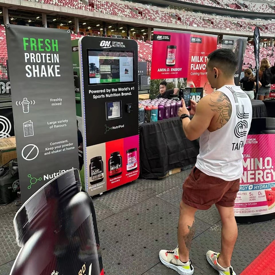 Máquina expendedora automática de batidos de proteína en polvo de autoservicio comercial, preparación de bebidas en polvo medicinales y comestibles, mezcla de alta velocidad