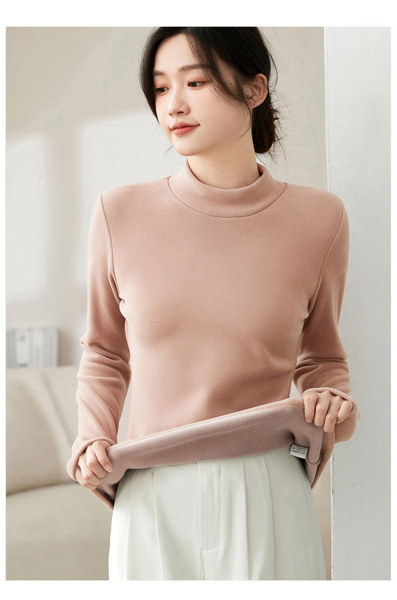 Abbigliamento da donna, maglione a collo alto in velluto tedesco, autunno e inverno, nuovo, intimo spesso, di alta qualità, nero, collo medio, caldo_voghion.com