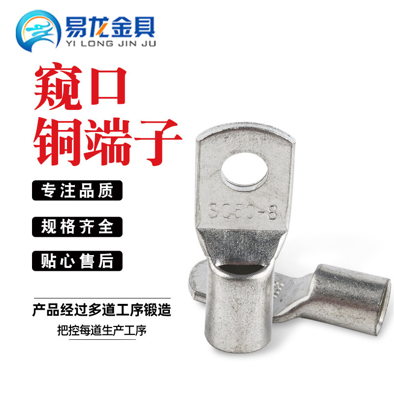 Factory wholesale copper nose peeping copper terminal SC2.5-300 square series red copper wiring terminal copper nose