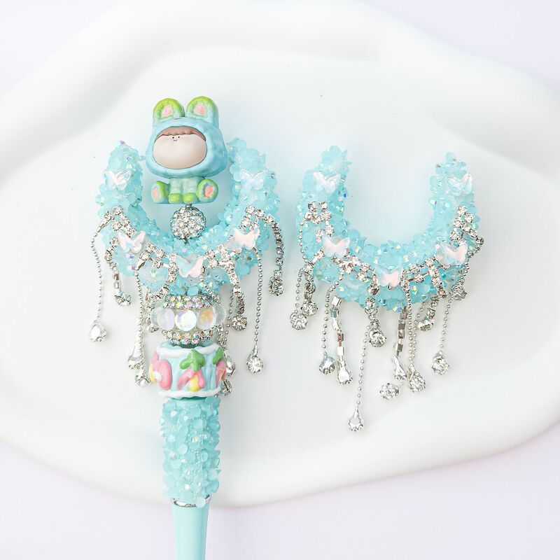 Tide Play Live Hot Selling Heavy Industry Sugar Moon bling Cute Pen Mobile Phone Hanging Hand-painted Beads DIY Moon Boat Beads