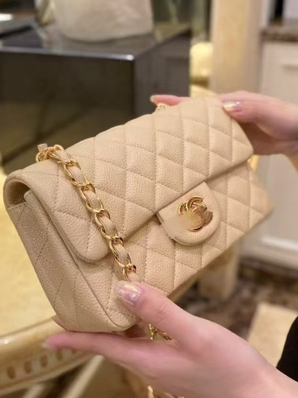 25c classic cf caviar leather bag, underarm quilted chain shoulder crossbody flap bag, lychee pattern square bag for women