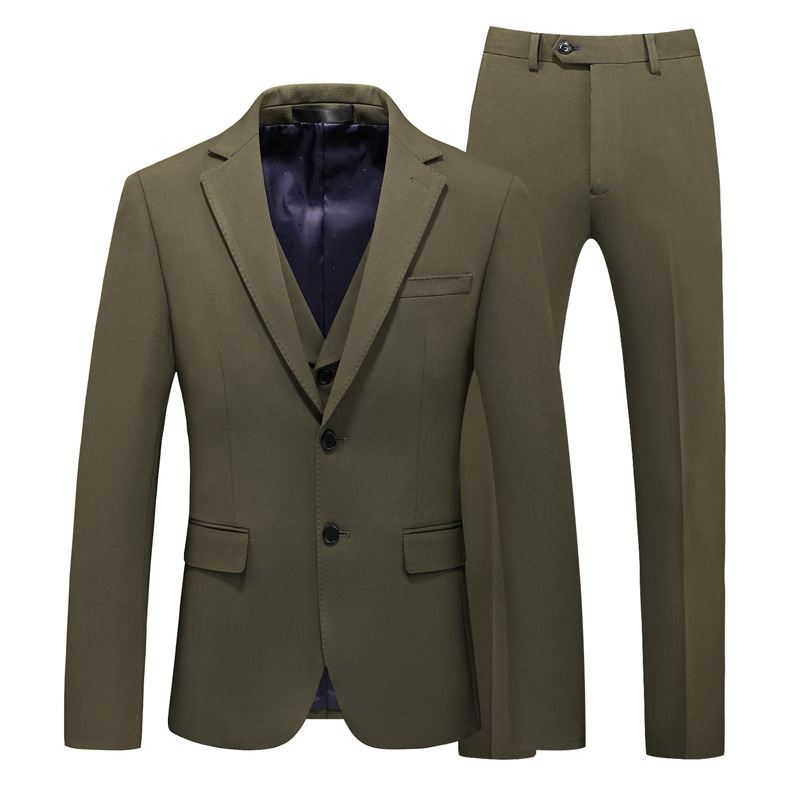 2021 New Men's Suit Set Business Casual Slim-fit Gentleman Suit Three-piece Groom Wedding Dress