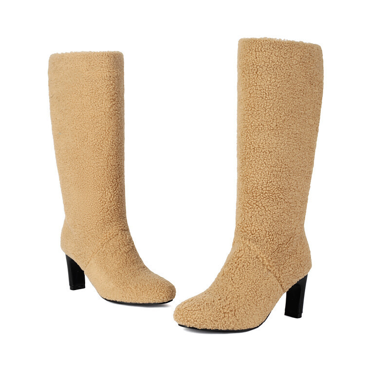 Neue Overknee-Stiefel mit runder Spitze und klobigem Absatz für den Herbst für Damen_voghion.com