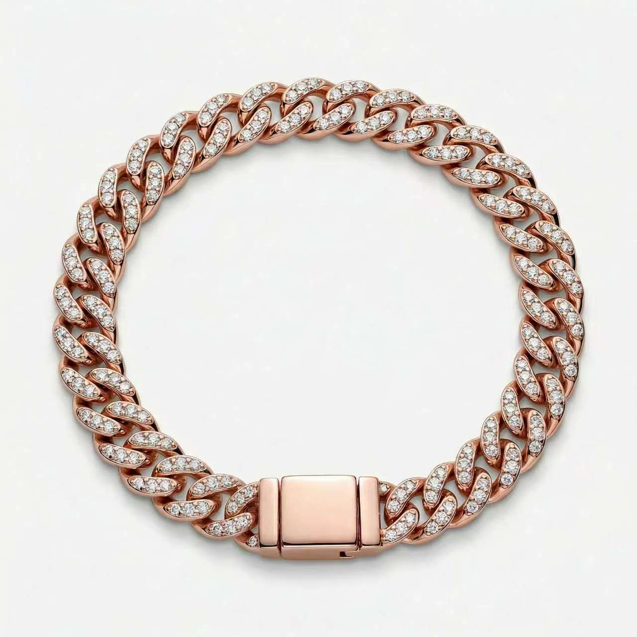 Panjia nuevo cobre plateado oro amor reloj brillante cadena cubana de diamantes explosión transfronteriza pulsera de lujo ligera image 10