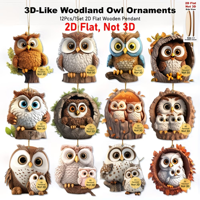 Cross-Border Wooden Owl Decorations Are Ideal for Spring and Summer Seasons, Perfect for Outdoor, Office, Vehicle, Home, and Window Settings