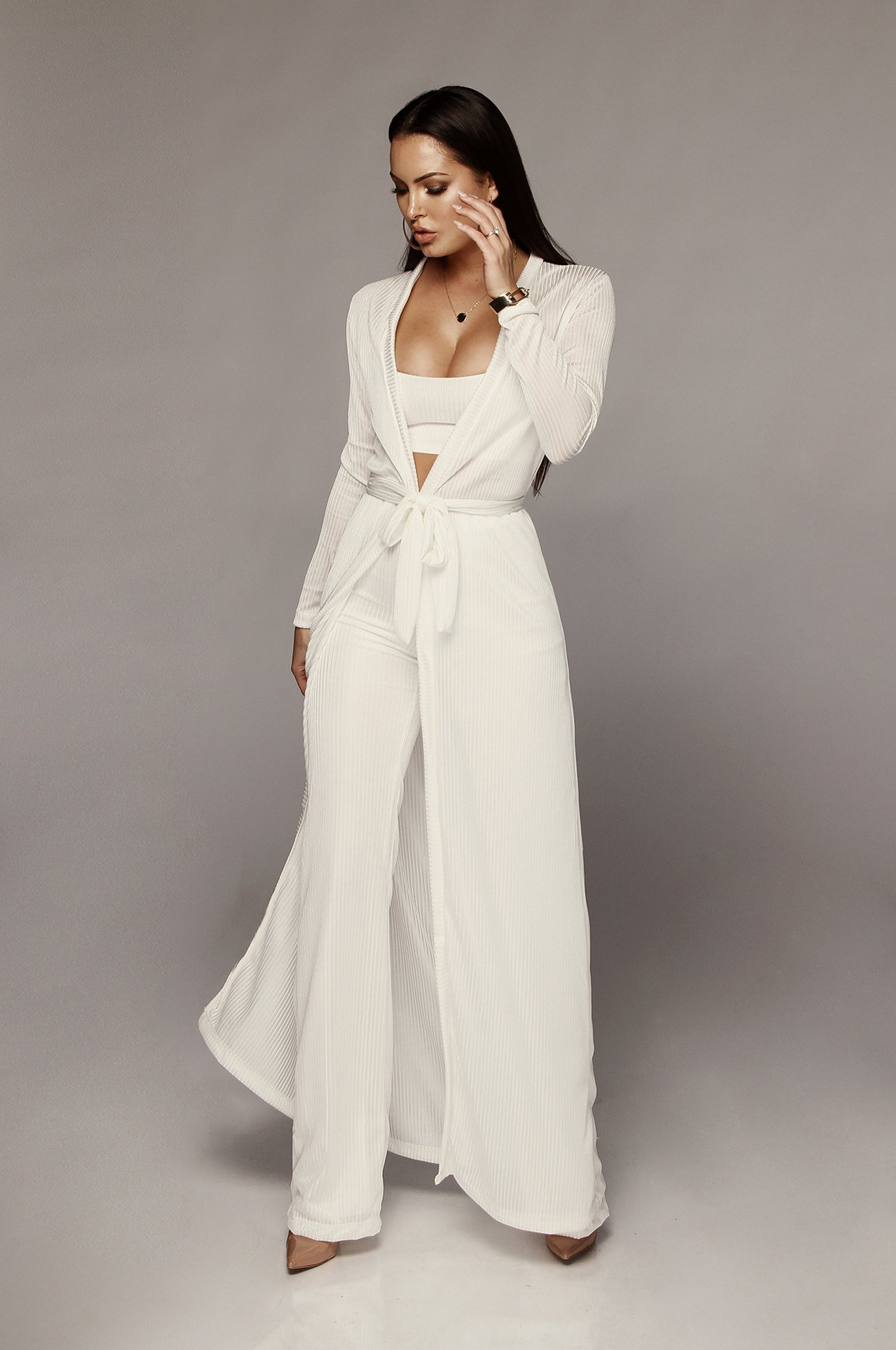 Vacances Selfies Femmes Style Simple Vêtement De Rue Couleur Unie Spandex Polyester Tricot Ensemble Coordonné De Pantalon Ensembles De Pantalons display picture 39