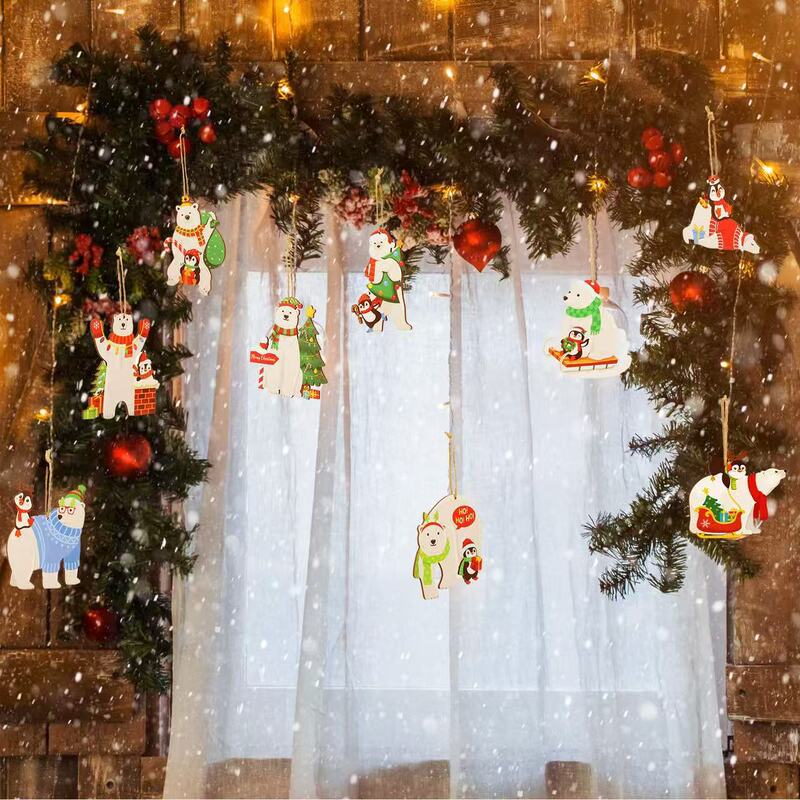 20 個クリスマス木製装飾品クリスマスツリークリスマス吊り下げ装飾品詰め合わせ子犬クマクリスマスツリー装飾品|undefined