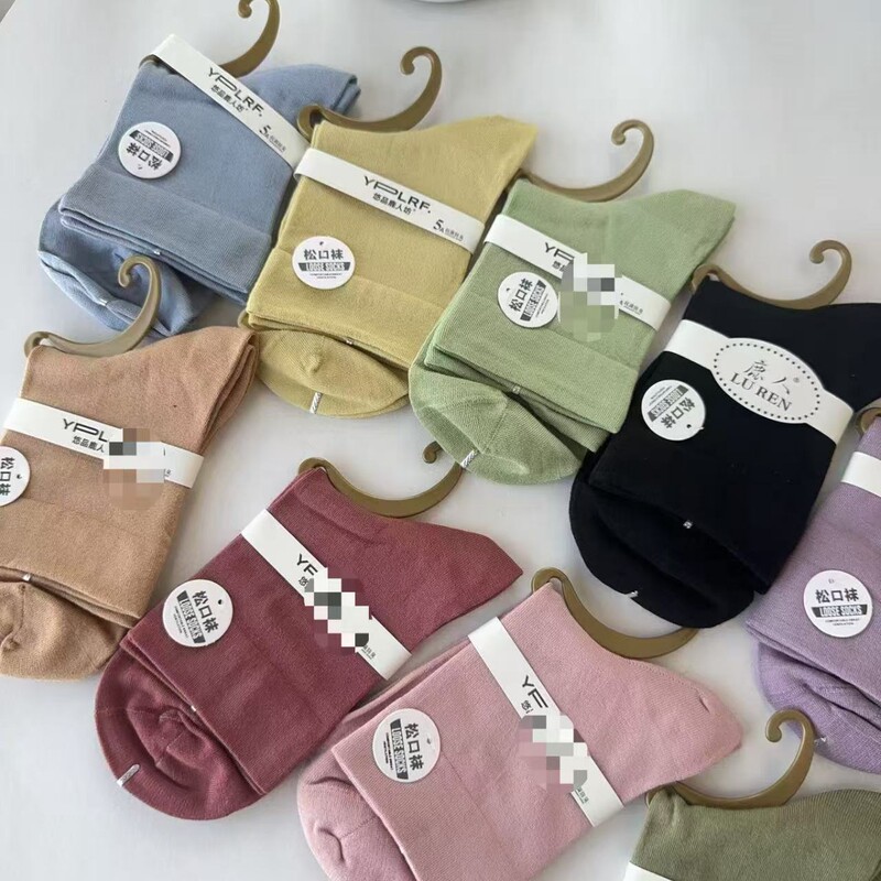 Luren Genuine L6008 Women's Silk Socks Seamless Ribbed Loose Top Socks Wholesale Dropshipping