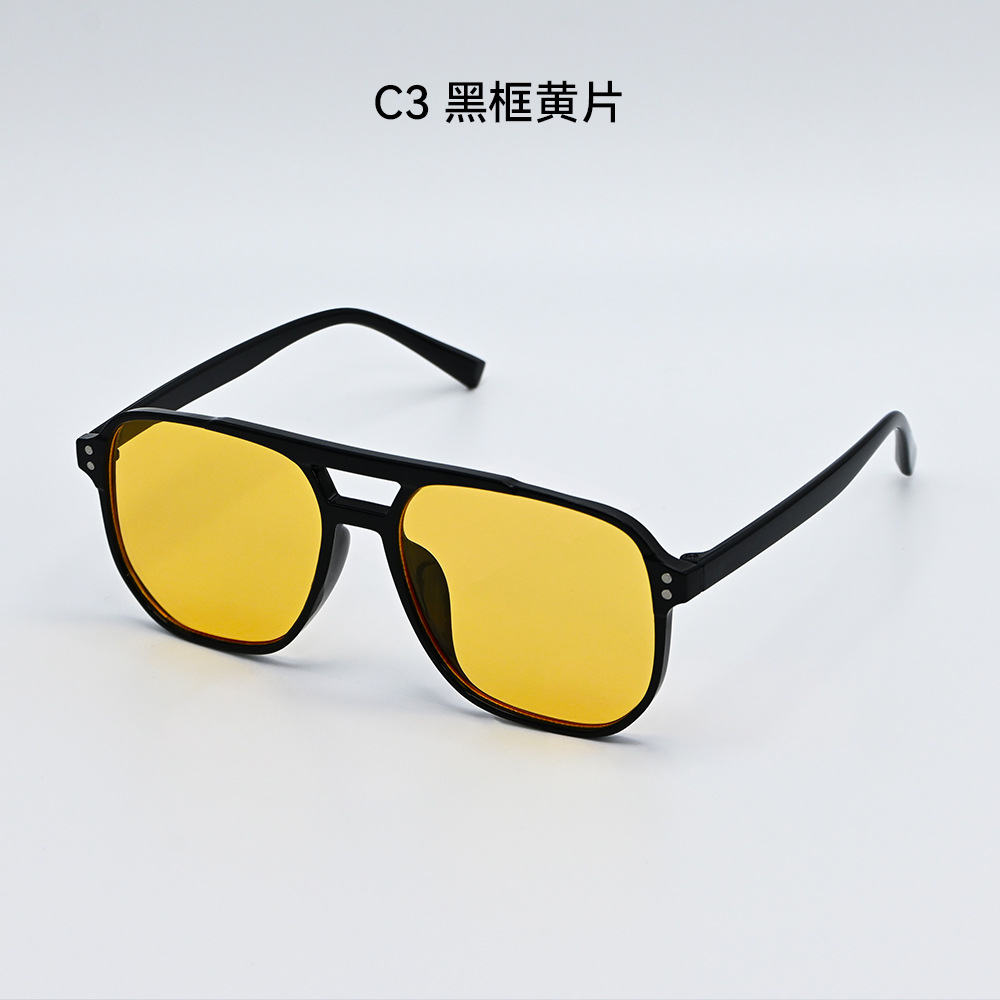 New Style Men's Square Frame Sunglasses, Anti-Uv, Personalized Retro Double Bridge, High-End, Versatile Sunglasses, Sun Protection, Cross-Border