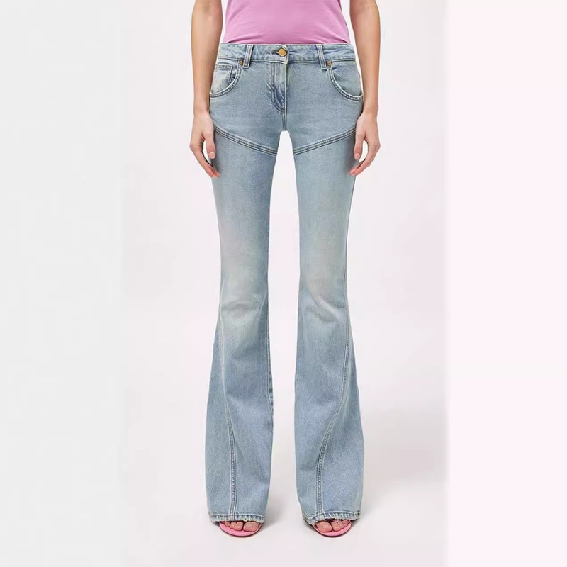 Blumari * 24 Low-rise Jeans Women's European and American Street Hot Girls Slim-fit Slim-fit Straight Trousers