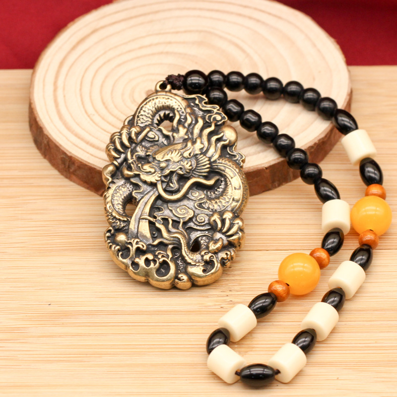 Carefully Selected Brass Zodiac Dragon Pendant Keychain, Copper Dragon Pendant, Flying Dragon Men's Vintage Tag, Distressed Handcrafted Accessory