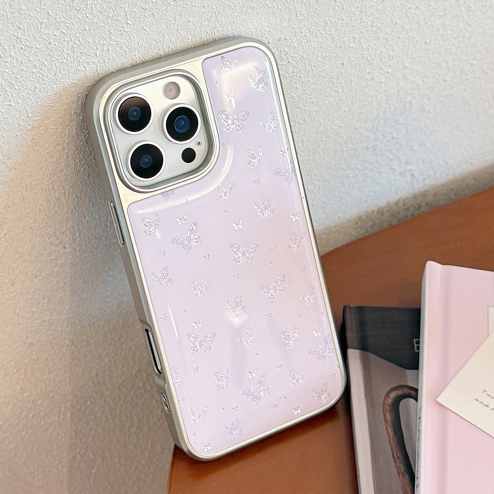 Custodia protettiva a farfalla viola per iphone e huawei_voghion.com